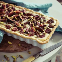 EMILE HENRY Plat De Cuisson|Moules À Gâteaux|Moule à Tarte Rectangulaire en Céramique 15 x 36 cm Farine