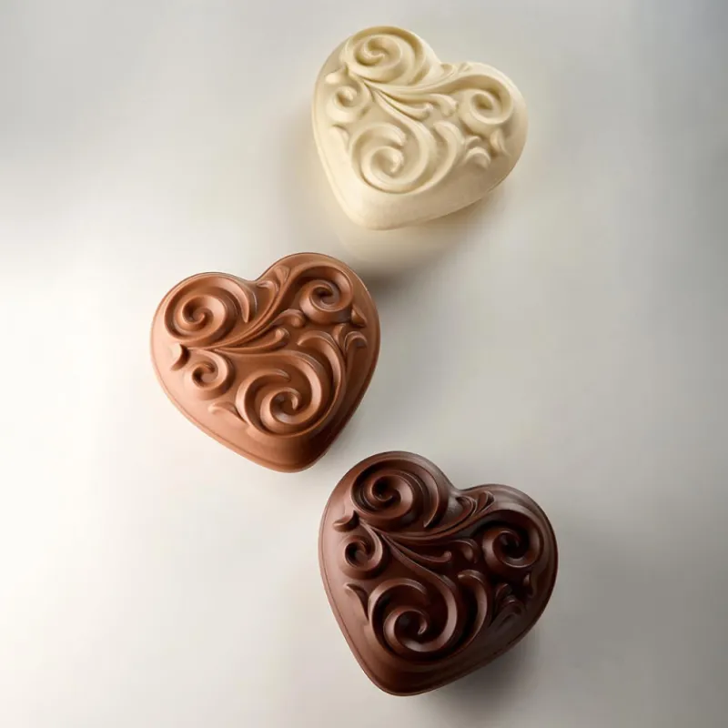 PAVONI Moules À Chocolat|Moule Chocolat Cœur Baroque 15 cm x H 6,5 cm (x2)