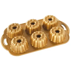 NORDIC WARE Moule Anti-adhésif|Moules À Gâteaux|Moule Mini Bundt Anniversaire (x6) Gold