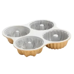 NORDIC WARE Moule Anti-adhésif|Moules À Gâteaux|Moule Mini Bundt Assortis (x4) Gold