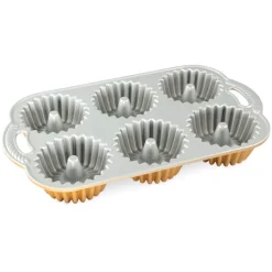 NORDIC WARE Moule Anti-adhésif|Moules À Gâteaux|Moule Mini Bundt Brilliance (x6) Gold