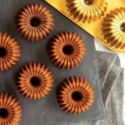 NORDIC WARE Moule Anti-adhésif|Moules À Gâteaux|Moule Mini Bundt Brilliance (x6) Gold
