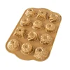 NORDIC WARE Moule Anti-adhésif|Moules À Gâteaux|Moule Mini Bundt Charms Assortis (x12) Gold