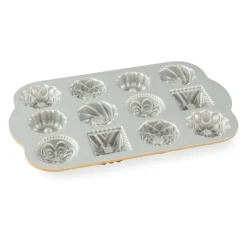 NORDIC WARE Moule Anti-adhésif|Moules À Gâteaux|Moule Mini Bundt Charms Assortis (x12) Gold