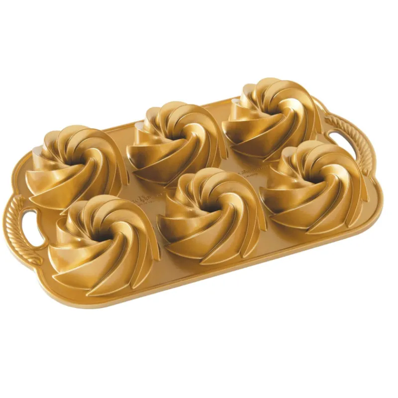 NORDIC WARE Moule Anti-adhésif|Moules À Gâteaux|Moule Mini Bundt Héritage (x6) Gold