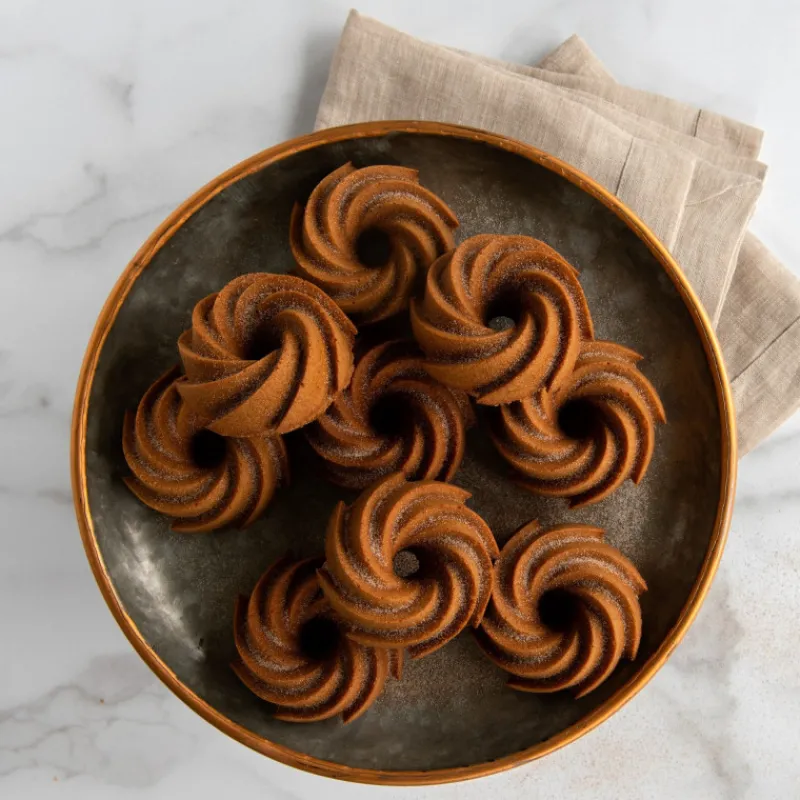 NORDIC WARE Moule Anti-adhésif|Moules À Gâteaux|Moule Mini Bundt Héritage (x6) Gold