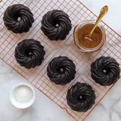 NORDIC WARE Moule Anti-adhésif|Moules À Gâteaux|Moule Mini Bundt Tourbillon (x6) Gold