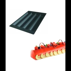 SILIKOMART Moule Silicone|Moule Silicone 4 Bûches Rondes 49,5 x 8 x h 6,3 cm 2137ml Professional