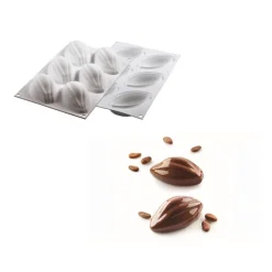 SILIKOMART Moule Silicone|Moules À Gâteaux|Moule Silicone 6 Cabosses de cacao 10,2 x 5,4 cm 115ml Professional