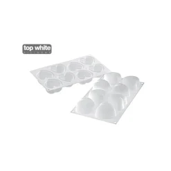 SILIKOMART Moule Silicone|Moule Silicone 8 Coeurs Bombés 6,35 x 6,5 cm 100ml Professional