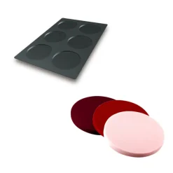 SILIKOMART Moules À Gâteaux|Moule Silicone|Moule Silicone 6 Fonds de Tarte Biscuit Ø16 x 1 cm 200ml Professional