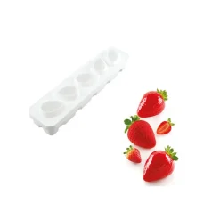 SILIKOMART Moule Silicone|Moules À Gâteaux|Moule Silicone 5 Fraises 120 ml Professional