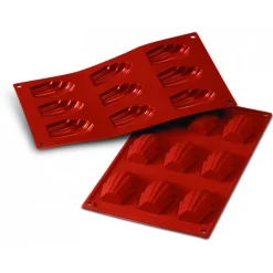 SILIKOMART Moule Silicone|Moules À Gâteaux|Moule Silicone 9 Madeleines 6,8 x 4,5 cm