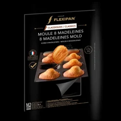FLEXIPAN DEMARLE Moule Silicone|Moule Anti-adhésif|Moule Silicone 8 Madeleines 8 x 4,5 cm