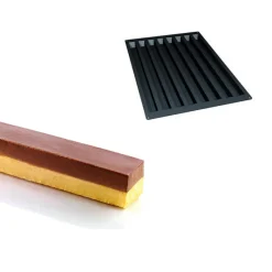SILIKOMART Moule Silicone|Moule Silicone 8 Mini Bûches Carrées 50 x 3 x H3 cm 445ml Professional