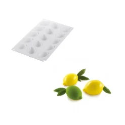 SILIKOMART Moule Silicone|Moules À Gâteaux|Moule Silicone 15 Mini Citrons 58 x 38 x h27 mm 30ml Professional