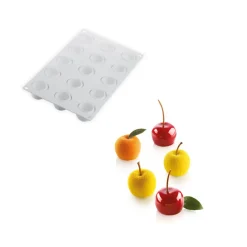 SILIKOMART Moule Silicone|Moules À Gâteaux|Moule Silicone 15 Mini Pommes Ø39 x h30 mm 30ml Professional