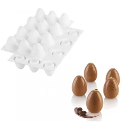 SILIKOMART Moule Silicone|Moules À Gâteaux|Moule Silicone 12 Oeufs Ø 3,4 cm x H 4,7 cm Professional