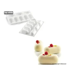 SILIKOMART Moule Silicone|Moule Silicone 8 Ovales Bombés 8,2 x 4,3 cm 81ml Professional