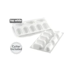 SILIKOMART Moule Silicone|Moule Silicone 8 Ovales Bombés 8,2 x 4,3 cm 81ml Professional