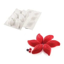 SILIKOMART Moule Silicone|Moules À Gâteaux|Moule Silicone 6 Pétales de fleurs 11,4 x 5,7 cm 120ml Professional