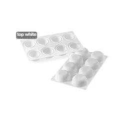 SILIKOMART Moule Silicone|Moule Silicone 8 Ronds Bombés 85 ml Professional