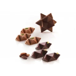 SILIKOMART Moules À Chocolat|Moule Silicone|Moule Silicone 2 Étoiles Star Game 7,5 x 7,5 cm Professional