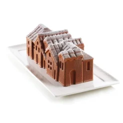 SILIKOMART Moule Silicone|Moules À Gâteaux|Moule Silicone Bûche Winter Village 21,8 x 8,8 x H 8 cm