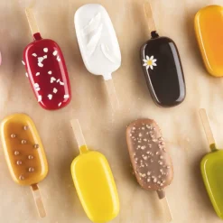 PAVONI Moule Silicone|Moule Silicone Capri 4,9 x H 9,3 cm (x3) + 50 bâtonnets Pavogel