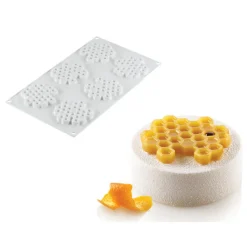 SILIKOMART Moule Silicone|Moules À Gâteaux|Moule Silicone Décor Miel Ø 7,5 cm x H 0,8 cm (x6) Professional