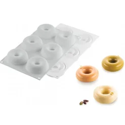 SILIKOMART Moule Silicone|Moules À Gâteaux|Moule Silicone Donuts Gourmands Ø 7,2 cm x H 2,7 cm (x6) Professional