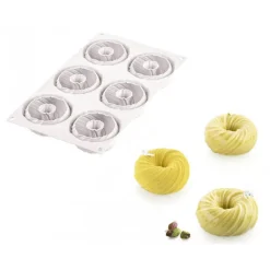 SILIKOMART Moule Silicone|Moules À Gâteaux|Moule Silicone Intreccio Ø 7,5 cm x H 3,5 cm (x6) Professional