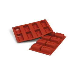 SILIKOMART Moule Silicone|Moule Silicone Savarin Rectangle 7,5 x 4,8 cm x H 2,8 cm (x8)