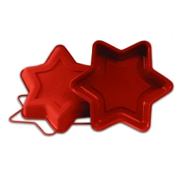SILIKOMART Moule Silicone|Moules À Gâteaux|Moule souple professionnel forme Etoile 6 branches en silicone Ø 26 cm H 4 cm