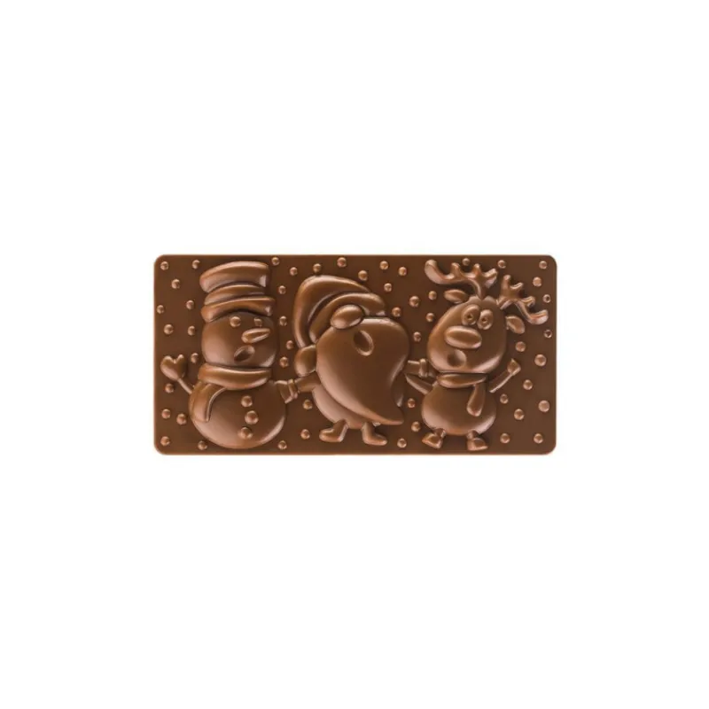 PAVONI Moules À Chocolat|Moule Tablette Chocolat Père Noël, Renne et Bonhomme de Neige 15,4 x 7,7 cm