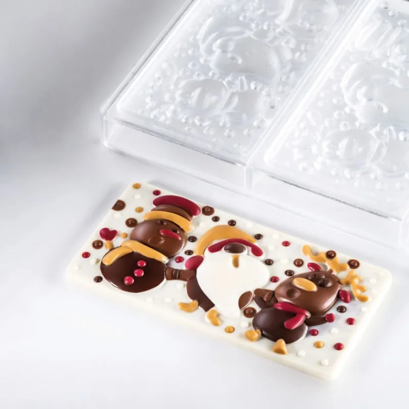 PAVONI Moules À Chocolat|Moule Tablette Chocolat Père Noël, Renne et Bonhomme de Neige 15,4 x 7,7 cm