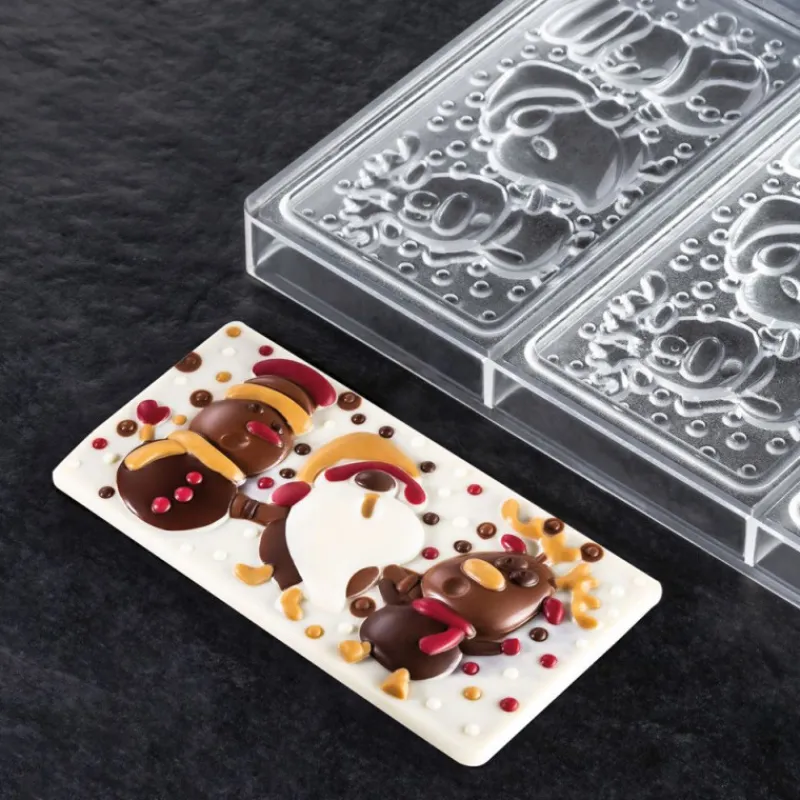 PAVONI Moules À Chocolat|Moule Tablette Chocolat Père Noël, Renne et Bonhomme de Neige 15,4 x 7,7 cm