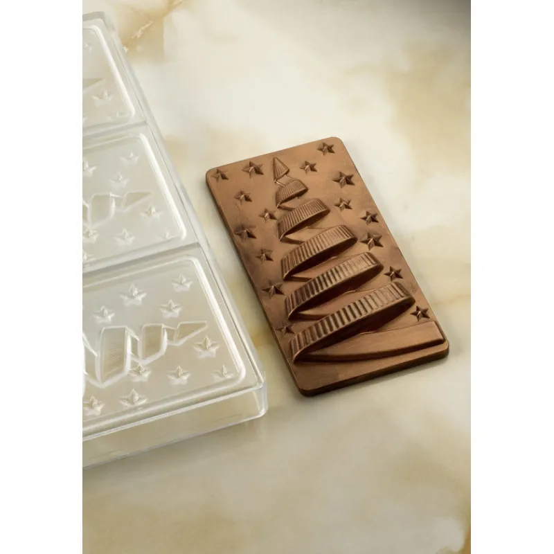 PAVONI Moules À Chocolat|Moule Tablette Chocolat Sapin de Noël Nuit Etoilé 15,4 x 7,7 cm