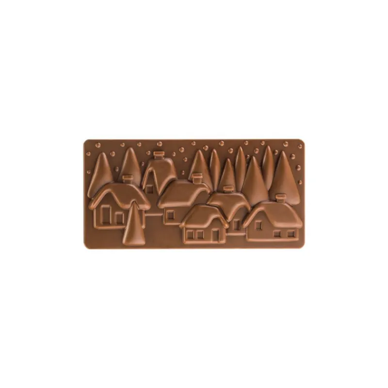 PAVONI Moules À Chocolat|Moule Tablette Chocolat Village De Noël 15,4 x 7,7