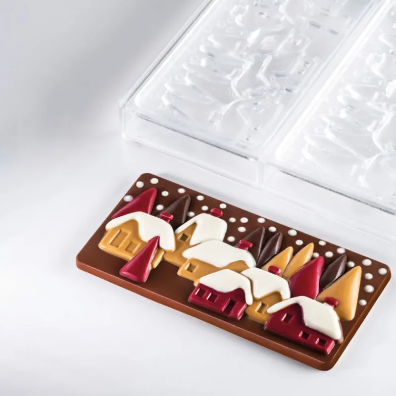 PAVONI Moules À Chocolat|Moule Tablette Chocolat Village De Noël 15,4 x 7,7