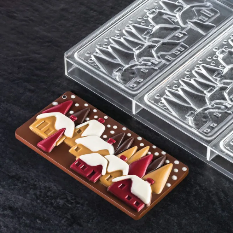 PAVONI Moules À Chocolat|Moule Tablette Chocolat Village De Noël 15,4 x 7,7