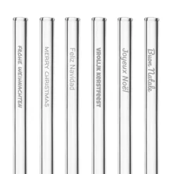 CUISINEADDICT Accessoires Bar|Paille Réutilisable en Verre Joyeux Noël 20cm droite x6 HALM