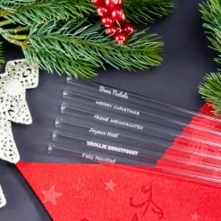 CUISINEADDICT Accessoires Bar|Paille Réutilisable en Verre Joyeux Noël 20cm droite x6 HALM
