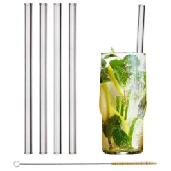 CUISINEADDICT Accessoires Bar|Paille Réutilisable en Verre 20cm droite x4 HALM
