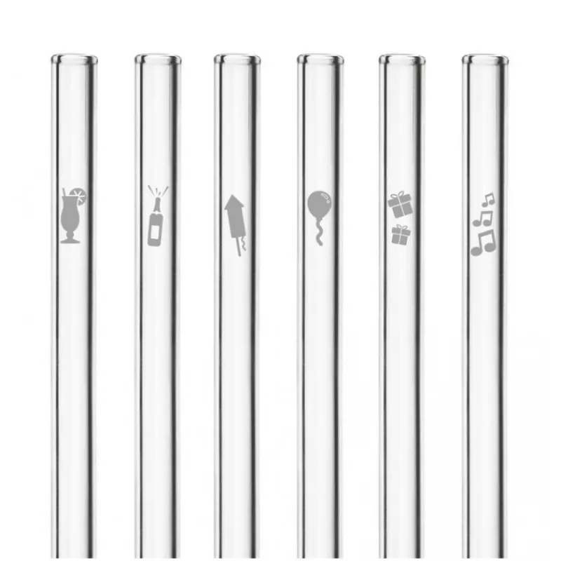 CUISINEADDICT Accessoires Bar|Paille Réutilisable en Verre Fêtes 20cm droite x6 HALM