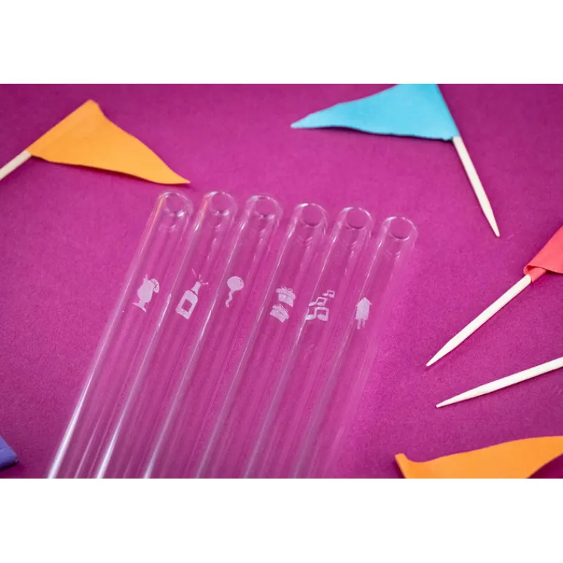 CUISINEADDICT Accessoires Bar|Paille Réutilisable en Verre Fêtes 20cm droite x6 HALM