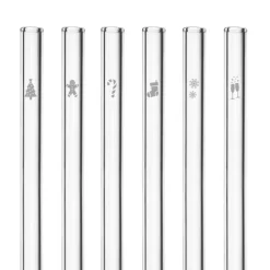 CUISINEADDICT Accessoires Bar|Paille Réutilisable en Verre Noël 20cm droite x6 HALM