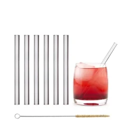 CUISINEADDICT Accessoires Bar|Paille Réutilisable en Verre 15cm droite x6 HALM