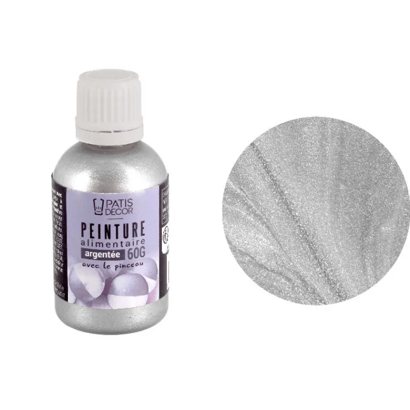 PATISDECOR Colorants Alimentaires|Peinture Alimentaire Argentée 63 g Patisdécor