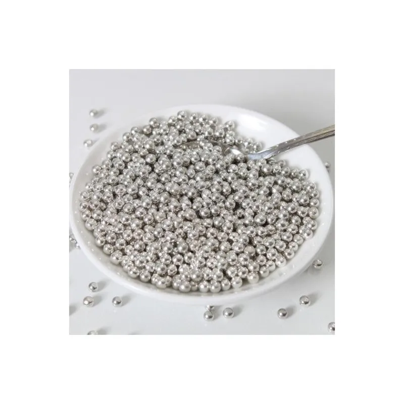 FUNCAKES Décoration Comestible|Perles de Sucre Argent Métallique 80g